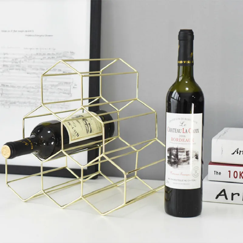 Простая Скандинавская кованая железная сотовая стойка для красного вина