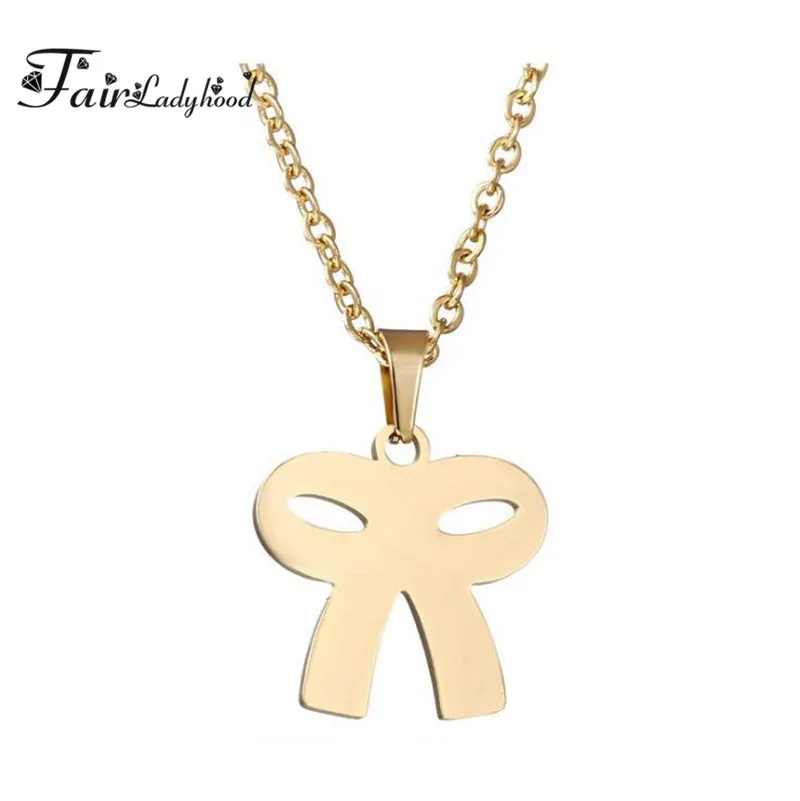 Женское Ожерелье цепочка с бантом из нержавеющей стали|chain necklace|necklace cutenecklace for girls