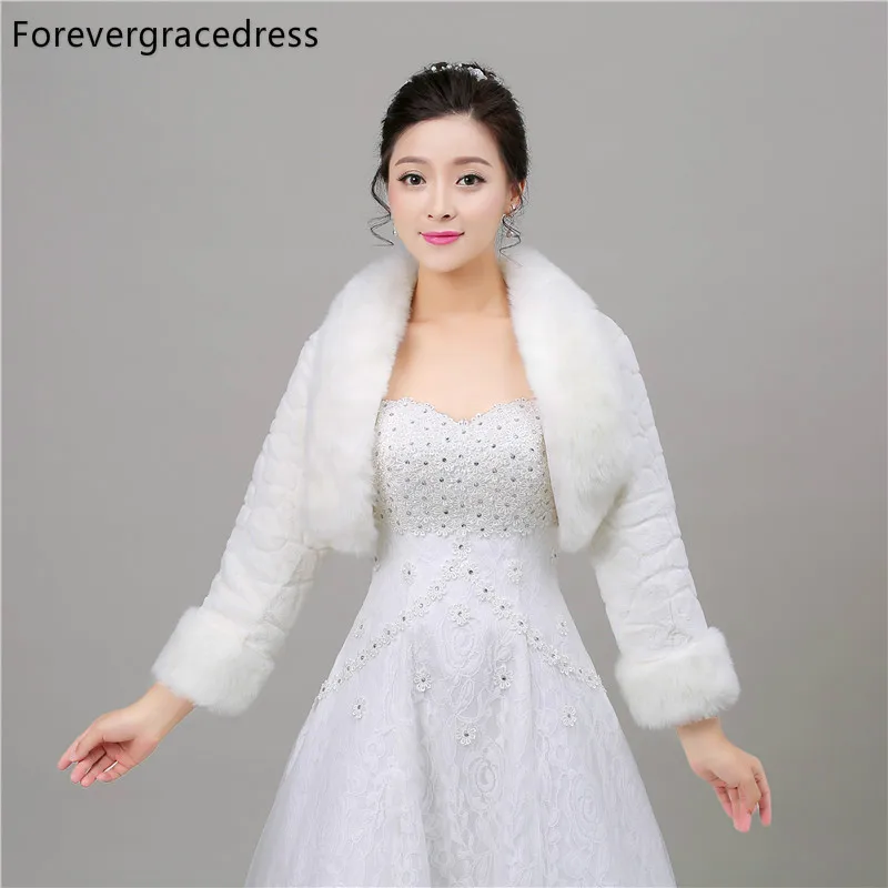 Forevergracedress 2018 год зимняя Свадебная накидка с длинным рукавом из искусственного