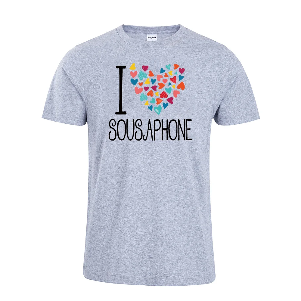 Fashion I love Sousaphone colorful hearts Tshirt Unisex tshirt Instrument Shirt Music Cotton TopTees | Мужская одежда
