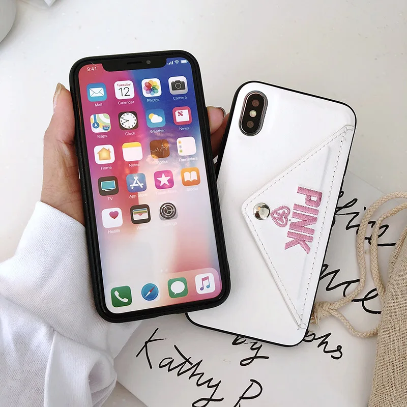 Роскошный кожаный блестящие буквы, розовый чехол для телефона для iphone 7 8 Plus, Модный мягкий чехол с собакой для iphone XS Max XR X 6 6S Plus, чехол