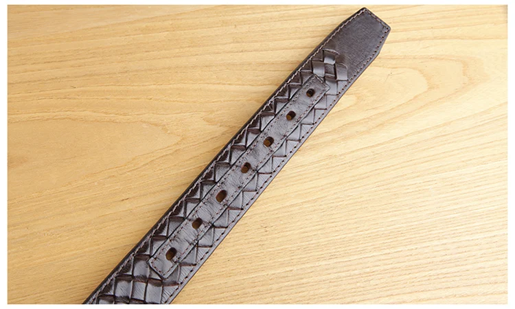 High Quality Top Layer Cow Leather Belt Handmade Men's Belt Cowskin Business Style Woven Pattern Casual Belts for Male