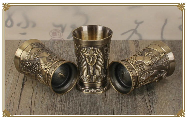 3 шт./партия египетский фараон MugMyth Ретро медная чашка бронзовая 3D рельеф винный ликер Спирит рюмка Клеопатра рамезская антикварная кружка