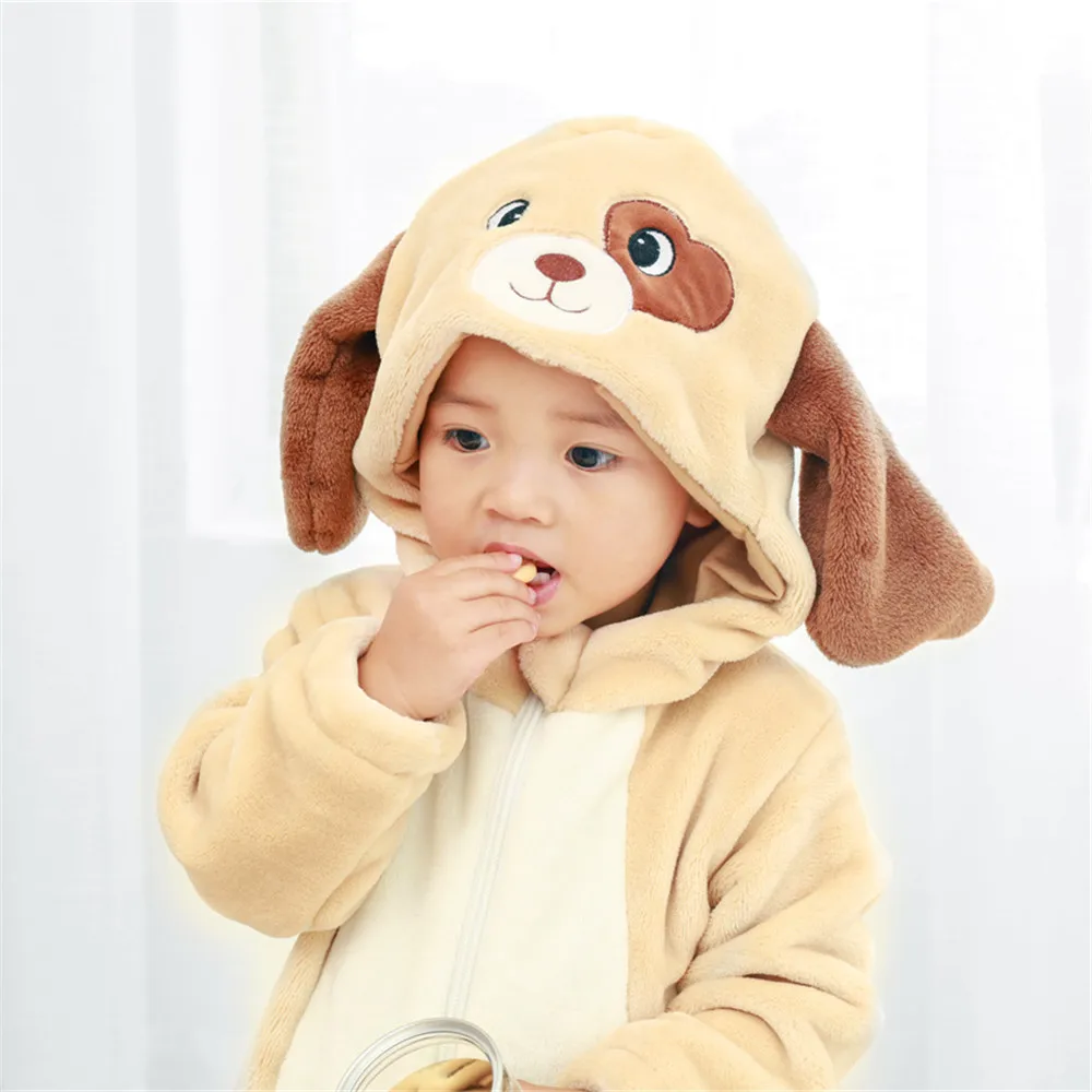 Пижама с коричневой собачкой Детский костюм животными Забавный Милый