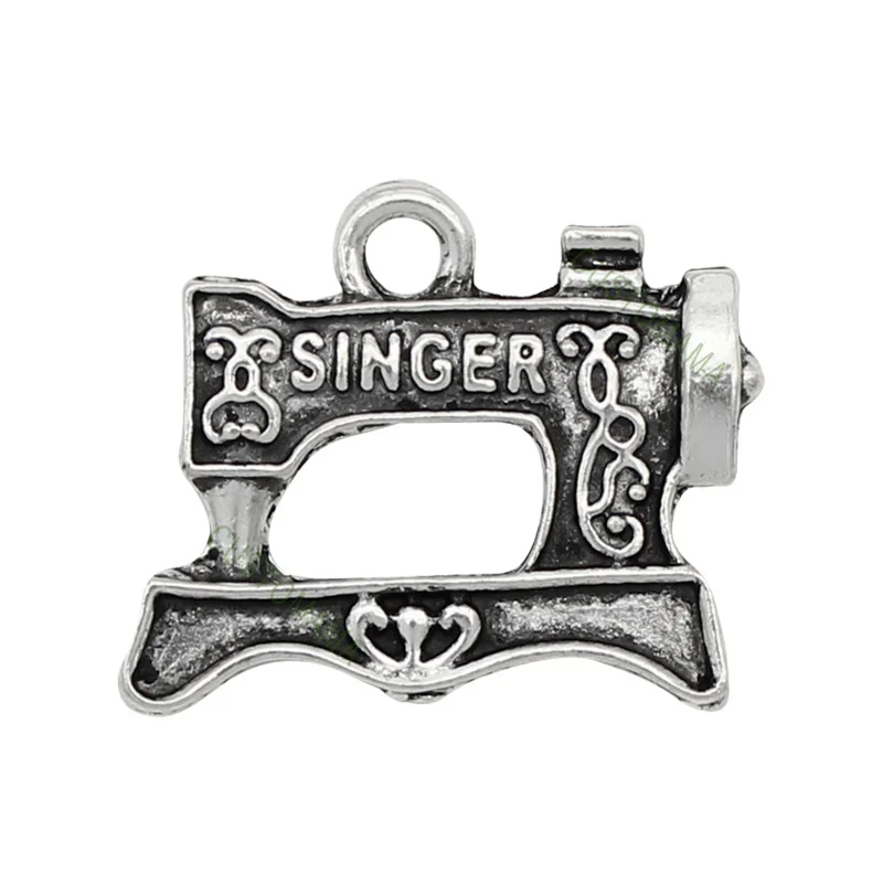 

40pcs-Antique Silver Sewing Machine Charms Pendant 22x19mm