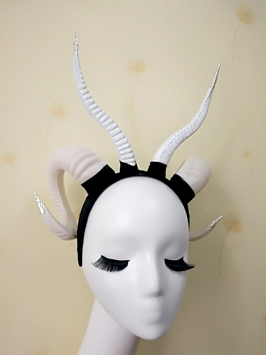Gothicpunk Ram овчина Рог оголовье стимпанк Коза ободок с рогом рога головной убор Готический Ram Рога головная повязка, аксессуары для волос