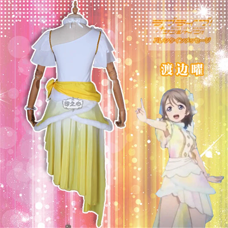 Аниме lovelive sunshine Watanabe You Next сверкающий карнавальный костюм женская униформа Cos H| |