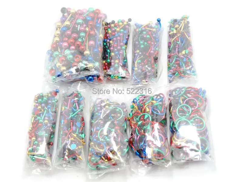 

Оптовая продажа, ювелирные изделия для пирсинга тела, в партии 900 шт., разноцветные кольца для языка, серьги, кольцо для бровей, украшения для губ cbr, Необычные кольца