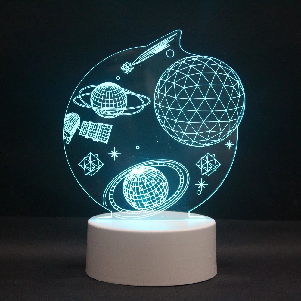 3D светодиодный ночник, Космическая Звезда, 7 цветов, сменный USB Сенсорный переключатель, голограмма, новинка, лампа для украшения дома, визуальный подарок
