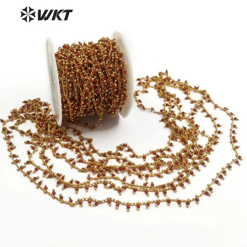 WT-RBC085 натуральный золотой песок Гранёные камни цепочка из бусин золотая