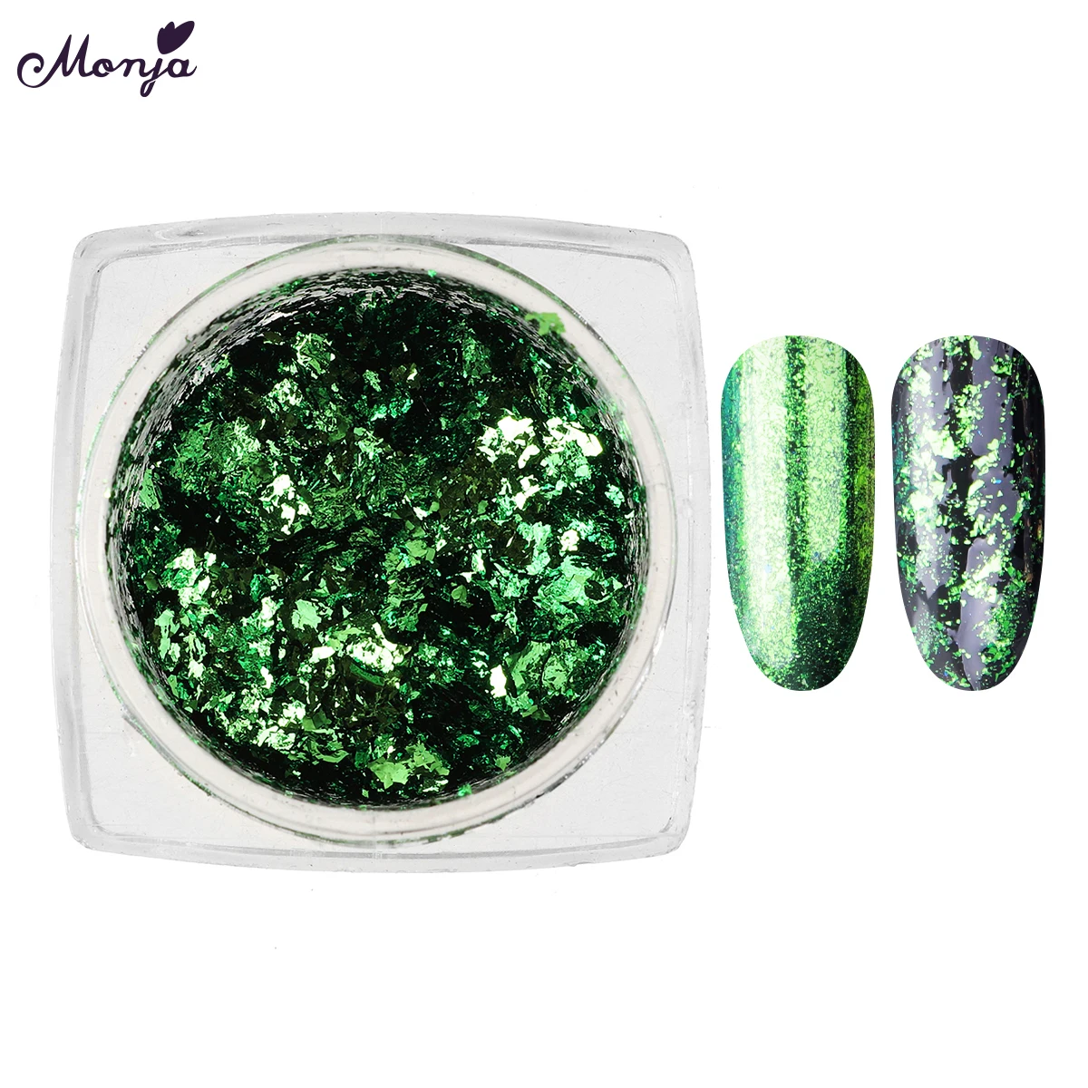 green Monja 6 г/кор. дизайн ногтей блестки фольга хлопья Металл волшебное зеркало эффект блестки порошок наклейки DIY украшения маникюрные инструменты - Цвет: green