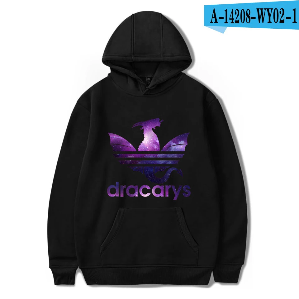 Dracarys толстовки и кофты с принтом аниме-Толстовка Осень г. Игра престолов Кофты для мужчин/wo мужчин негабаритных японский пальто - Цвет: Black