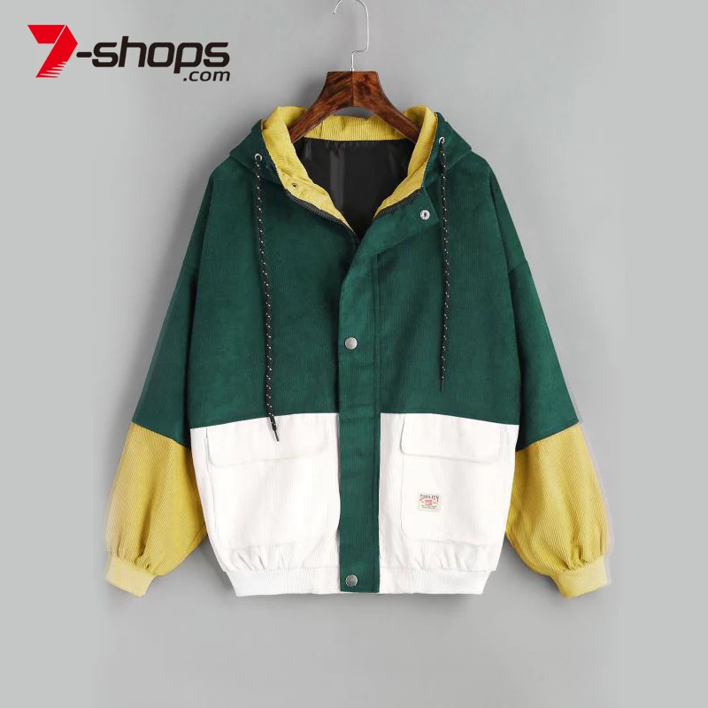 Зимнее женское пальто теплая Вельветовая куртка с капюшоном и карманами на