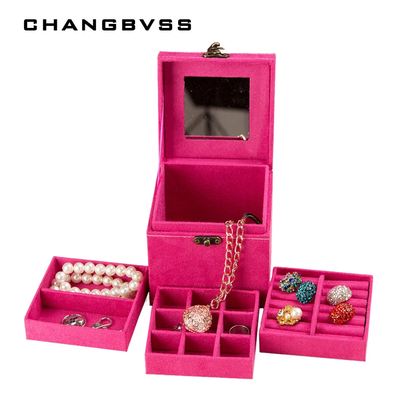 Мульти Слои шкатулка для драгоценностей платяного шкафа органайзер макияжа