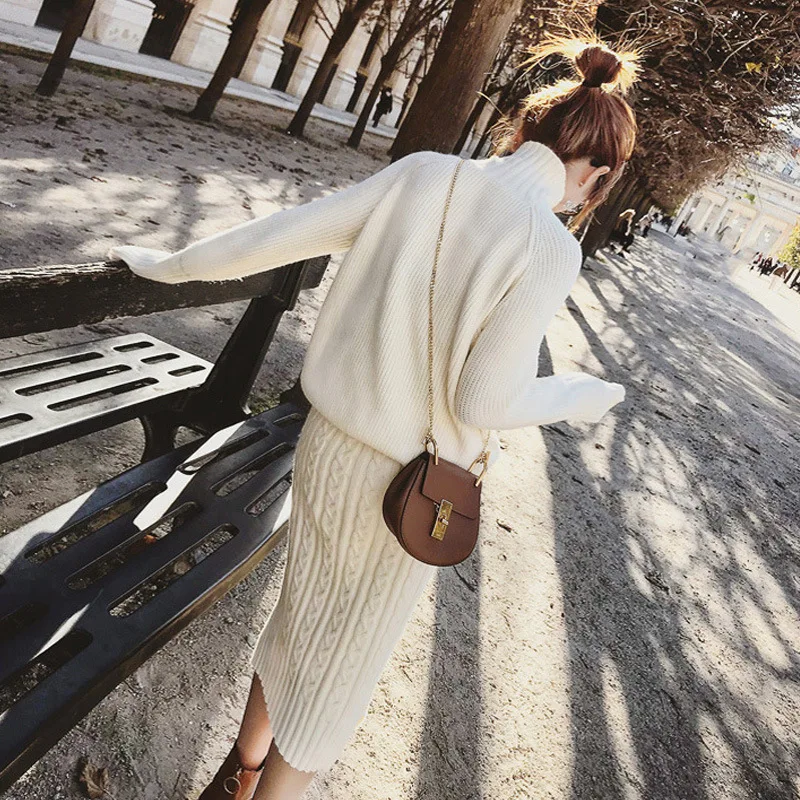 Осень 2018 Новое поступление Женский комплект Повседневный пуловер водолазка