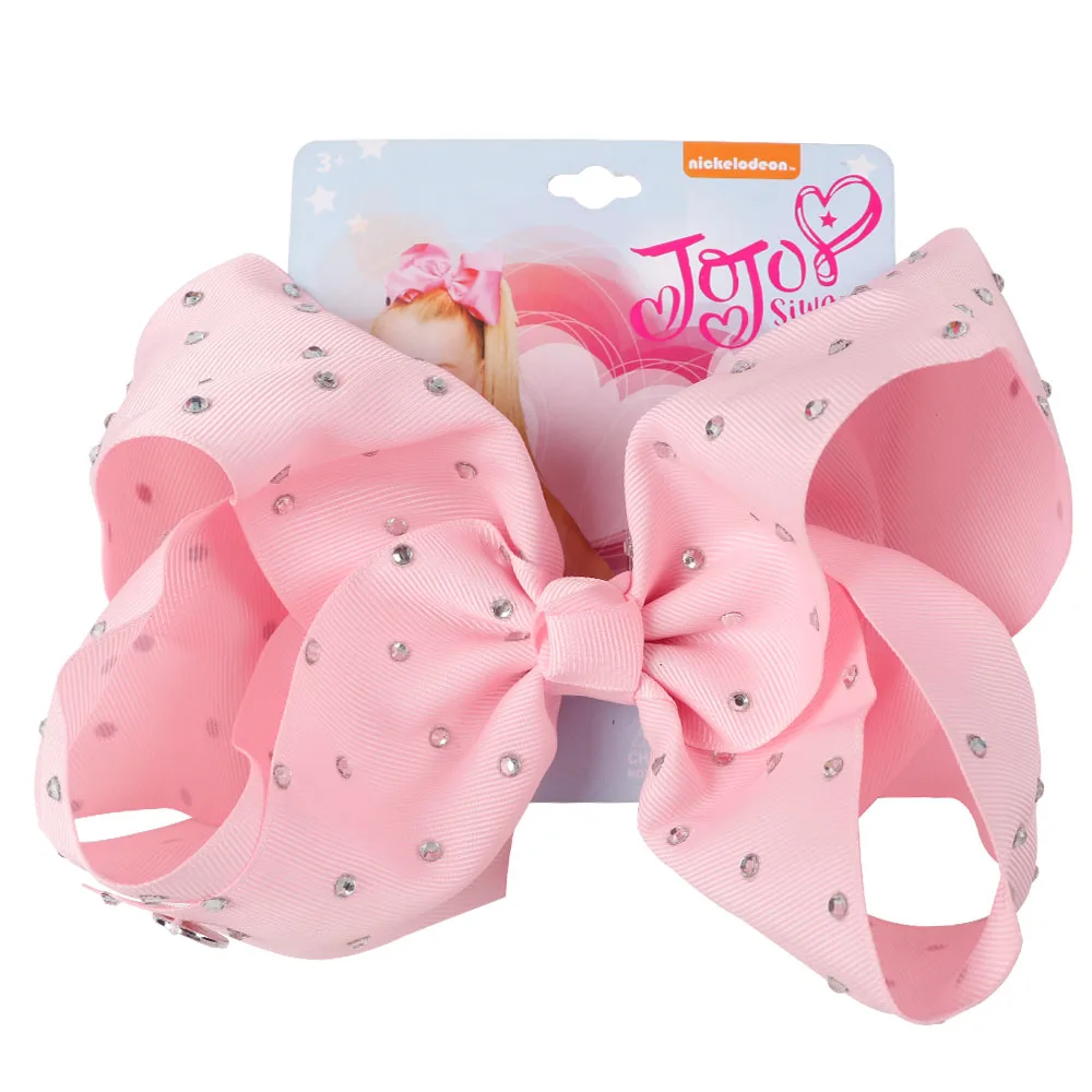 

8" Jumbo Full Rhinestones Hair Bow Solid Grosgrain Ribbon Hairgrip Alligator Clips Headwear Bowknot For Girls Hair Accessories