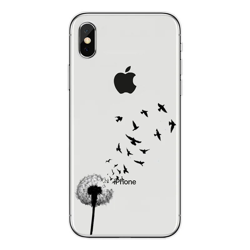 Чехол для телефона Одуванчик бабочка слон перо для iphone XS Max 8 8Plus 7 7Plus 6S 6splus 5S 5 SE X прозрачный чехол Capinha