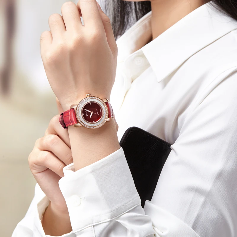 DOM женские часы брендовые роскошные водонепроницаемые кожаные кварцевые платья