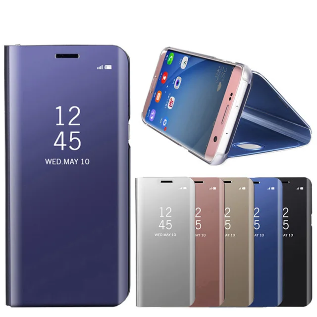 Роскошный флип-чехол для samsung Galaxy J7 Neo Nxt Core Max Pro Plus Prime EU Smart View кожаный зеркальный полный Чехол