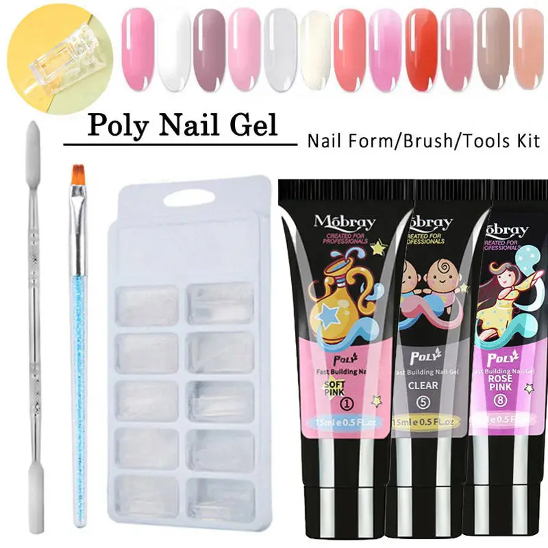 

5pc/lot Builder Extending Crystal Jelly Gum Poly Nail Gel Set For Nails Extensions gel Fast Dry Professional Nail Art Tools set