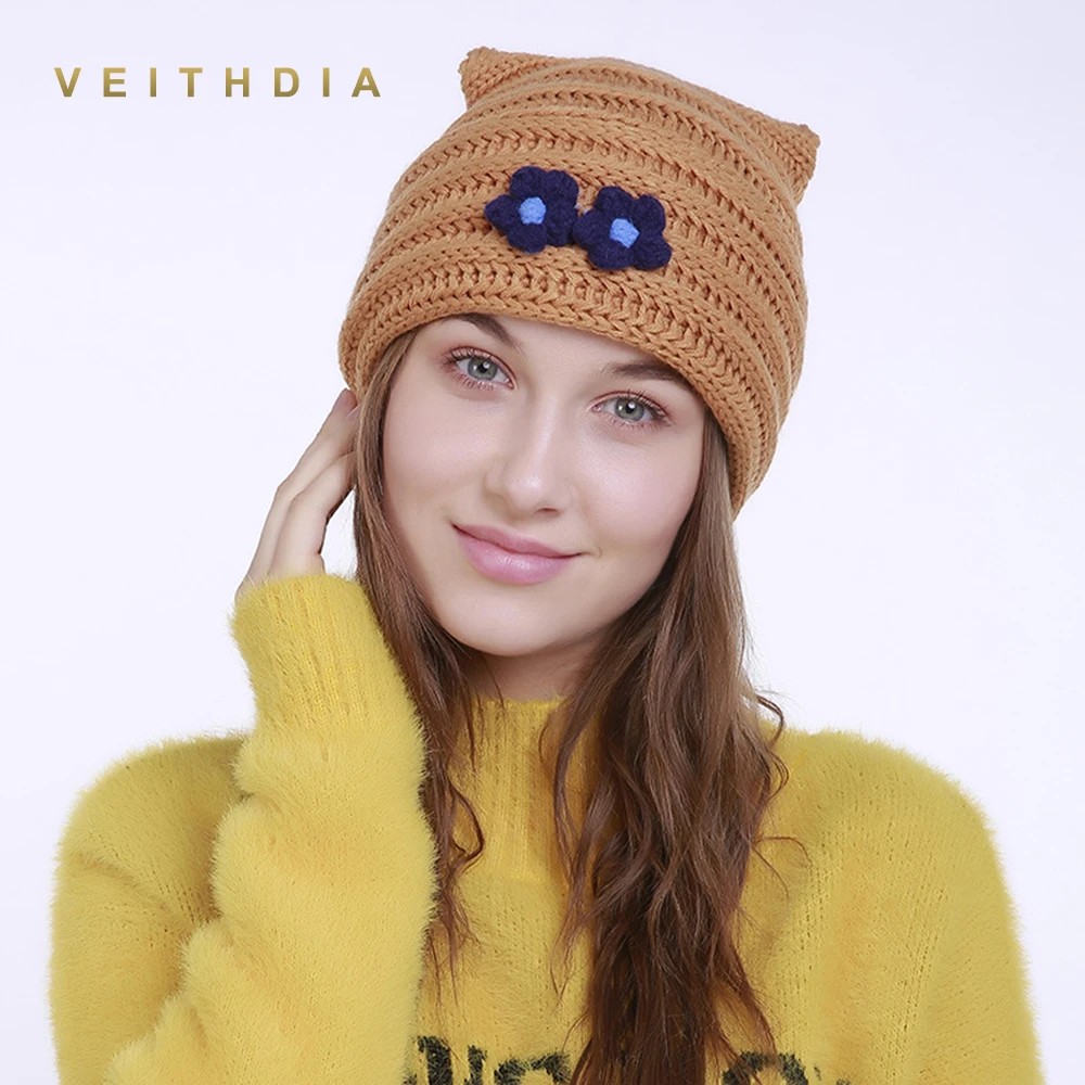 Осенне зимняя вязаная шапка VEITHDIA ручной работы с рождественской ведьмой женские
