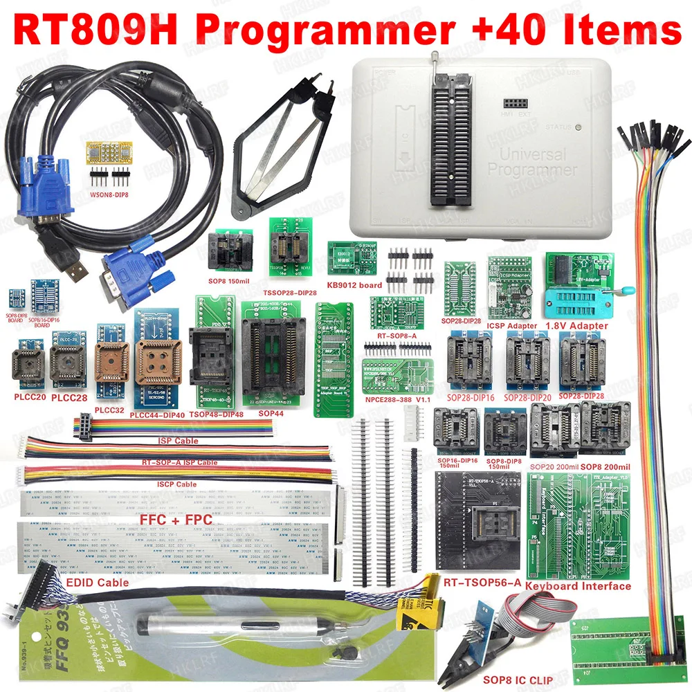 RT809H памяти на носителе EMMC-программирование Nand Flash+ 55 предметы с BGA48 BGA63 BGA64 BGA169 адаптер RT809H Встраиваемая мультимедийная карта памяти Nand флэш-накопитель TSOP48