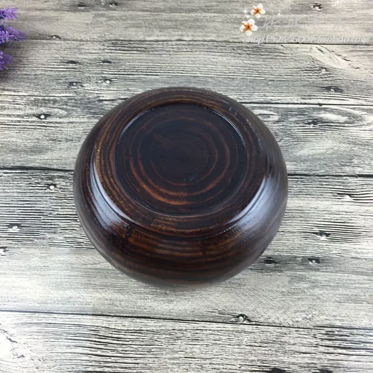 Классическая деревянная чаша Диаметр 18 см миска черный с цветами сакуры детей