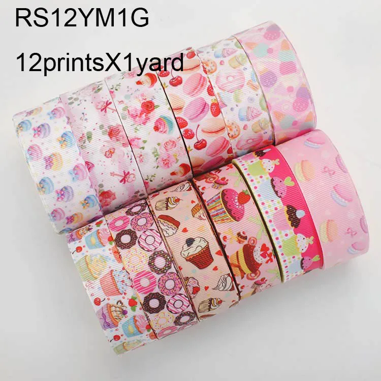 Новый фиксированный набор 12 ярдов цветная лента для мороженого и фруктов grosgrain
