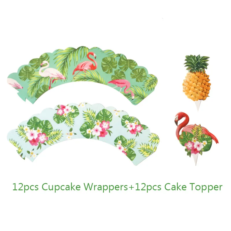 12set cake decor Гавайи участник Luau Фламинго вечерние ладони воздушные шары с листьями джунгли декор для вечеринки в честь Дня Рождения Гавайская тропическая праздничные Свадебные украшения - Цвет: 12set cake decor