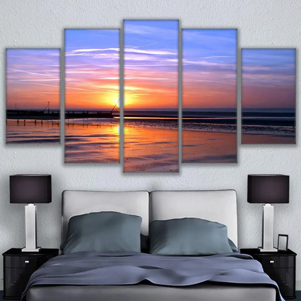 Стены фото Винтаж домашний декор Картины на холсте 5 Панель красивый восход