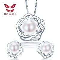 hengsheng 2021 trendy cross flower necklace earrings jewelry sets for women girl nice 925 sterling silver women fine jewelry