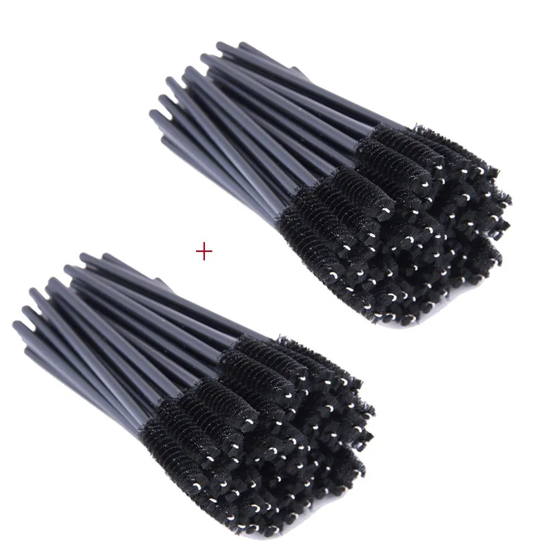 2black brushes 100 шт./упак. щетка для ресниц Макияж щеточки Одноразовые Тушь для ресниц палочки для мотальные ресницы косметические кисти инструменты для макияжа - Handle Color: 2black brushes