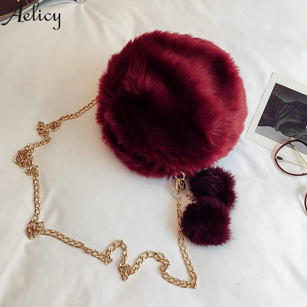 Aelicy Hairball одноцветные плюшевые сумки на плечо сумка-клатч для женщин