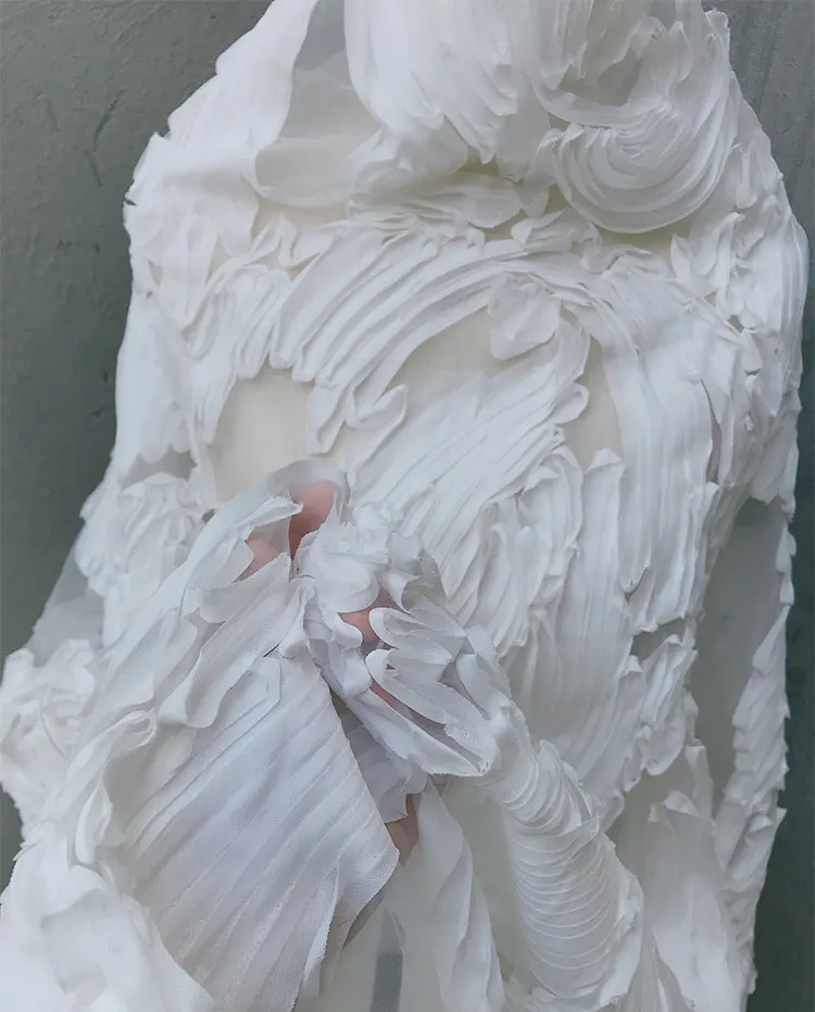 GLace 1Y/lot off white 3DPetal вышивка сетка органза ткань перспектива аксессуары для одежды Свадебные украшения TX1177