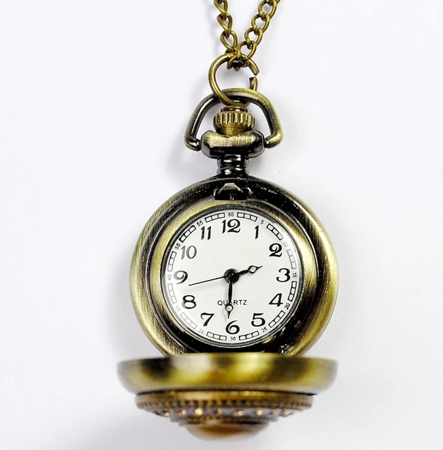 Новые карманные часы Ambar с черным камнем и кристаллами женские винтажные