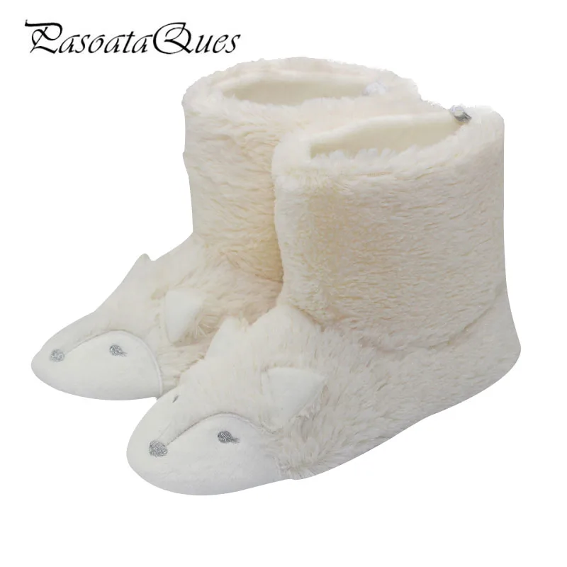 2017 осенне зимняя Милая лиса животное узор Женские тапочки Удобные домашние