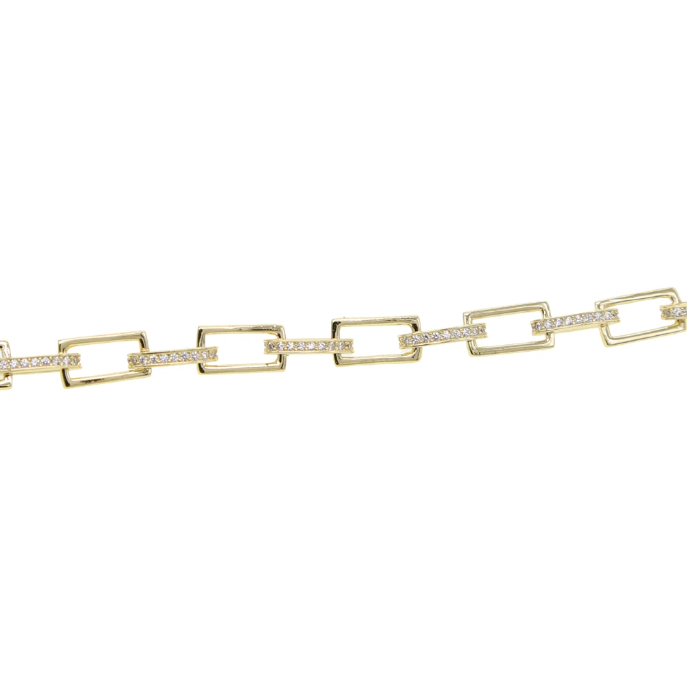 Позолоченная квадратная цепочка, покрытая льдом, блестящая, блестящая, микро проложенная фианитами, для женщин и девушек, мода 45 см, современное простое ожерелье, ювелирное изделие