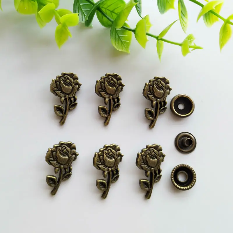 6 комплектов розовый цинковый сплав защелкивающаяся застежка пресс-шпилька