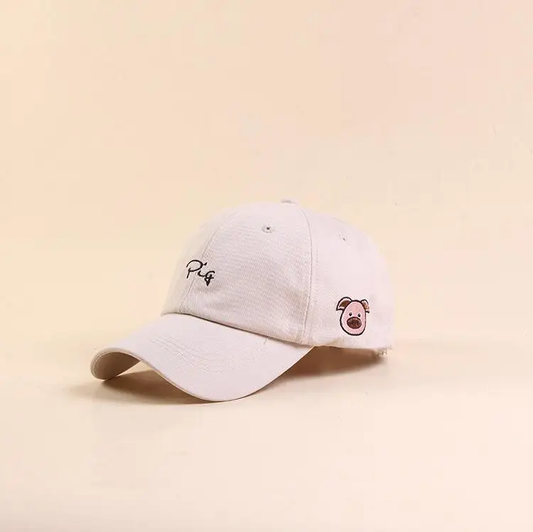 beige Новинка, кепка со Свинкой, бейсболка для мужчин и женщин, хип-хоп бейсболка, Bone Garros, Snapbacks, мультяшная Милая шапка со Свинкой - Цвет: beige