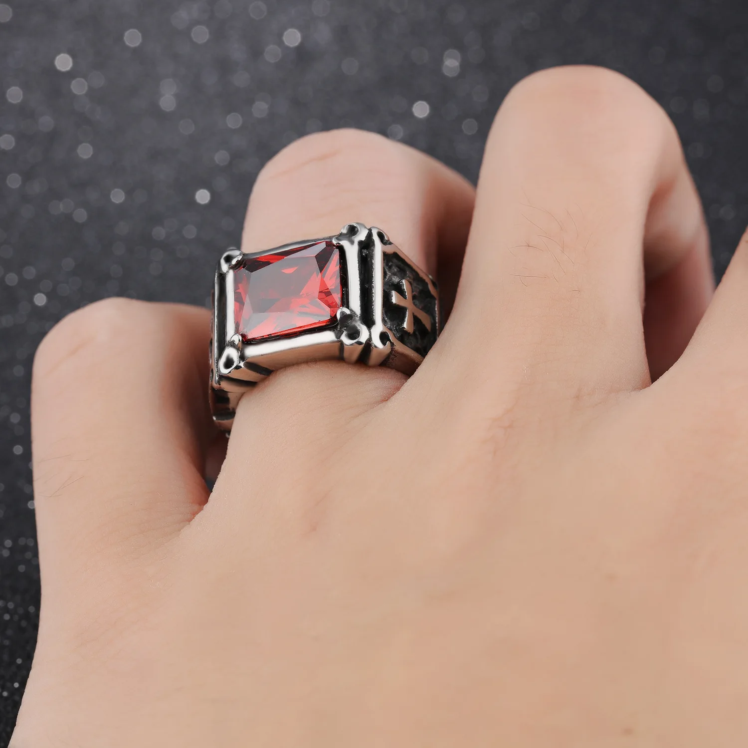 2019 кольцо из нержавеющей стали с золотым крестом панк мужское Ретро