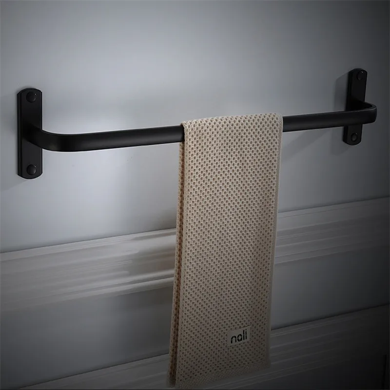 Single towel bar Набор аксессуаров для ванной комнаты, вешалка для полотенец/барная полка для ванной, крючок для халата, держатель для бумаги, держатель для туалетной щетки, набор аксессуаров для ванной, алюминиевый - Цвет: Single towel bar