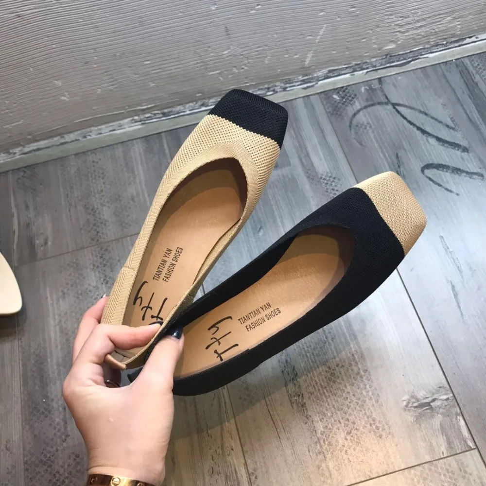 2021 Новая Летняя женская обувь на плоской подошве дышащая трикотажная низком