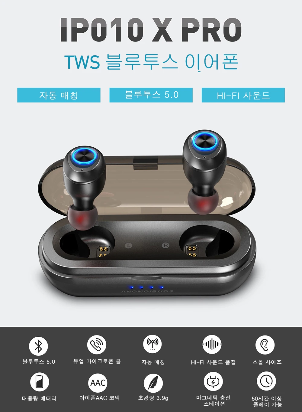 Anomoibuds IP010 X PRO TWS беспроводные наушники Bluetooth наушники гарнитура глубокий бас стерео звук спортивные наушники для samsung iPhone