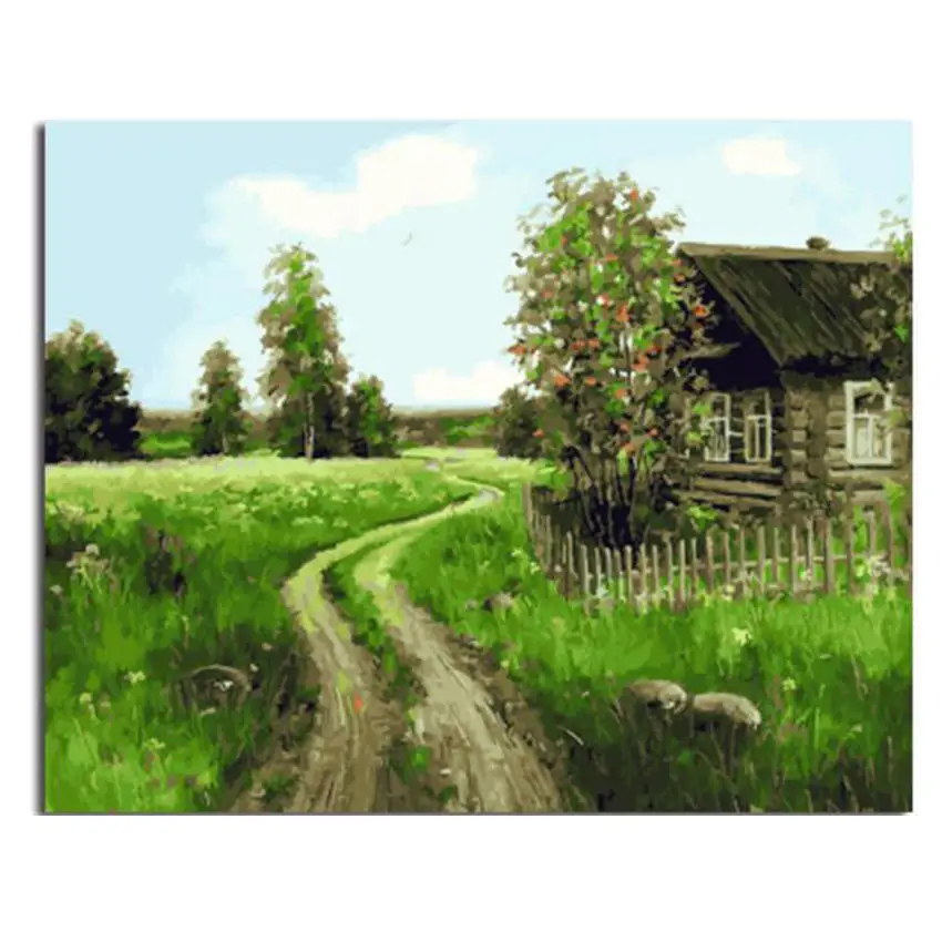 Rihe DIY картина по номерам проселочная дорога Картина& каллиграфия уникальный подарок для гостиной домашний Декор 16x20 дюймов
