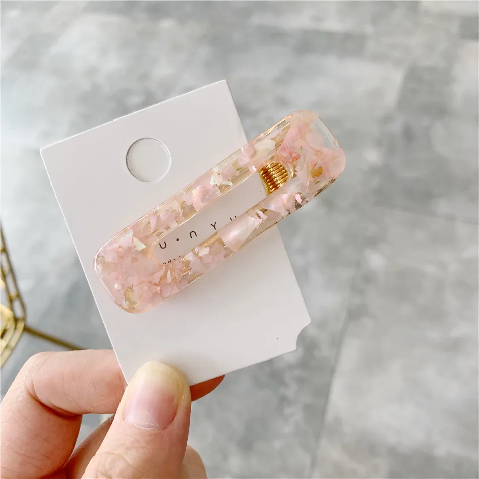 Square Pink Новинка, женские шпильки, акриловые полые, прямоугольные, капля воды, заколки для волос, геометрические, жестяная фольга, блестки для волос, шпильки, ювелирные Заколки - Окраска металла: Square Pink