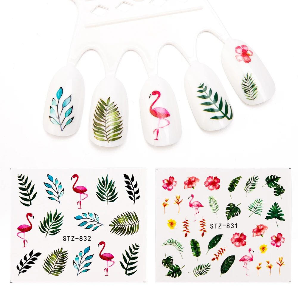 Переводные наклейки для ногтевого дизайна 21 шт./компл. летние с фламинго Водные