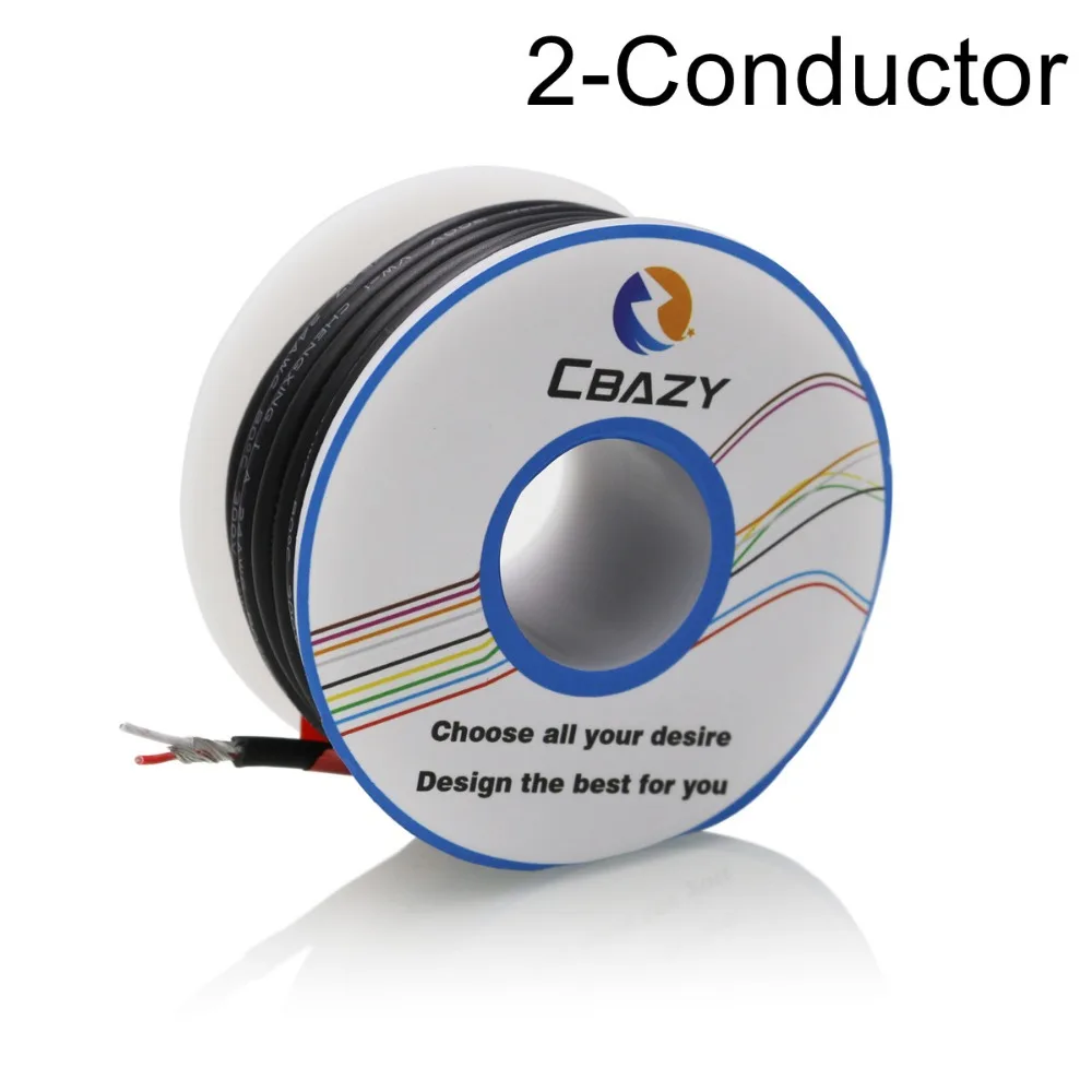 2C-Black-8M-UL 2547 24 AWG многожильный кабель управления медный, экранированный аудионаушники с кабелем Кабель сигнальной линии