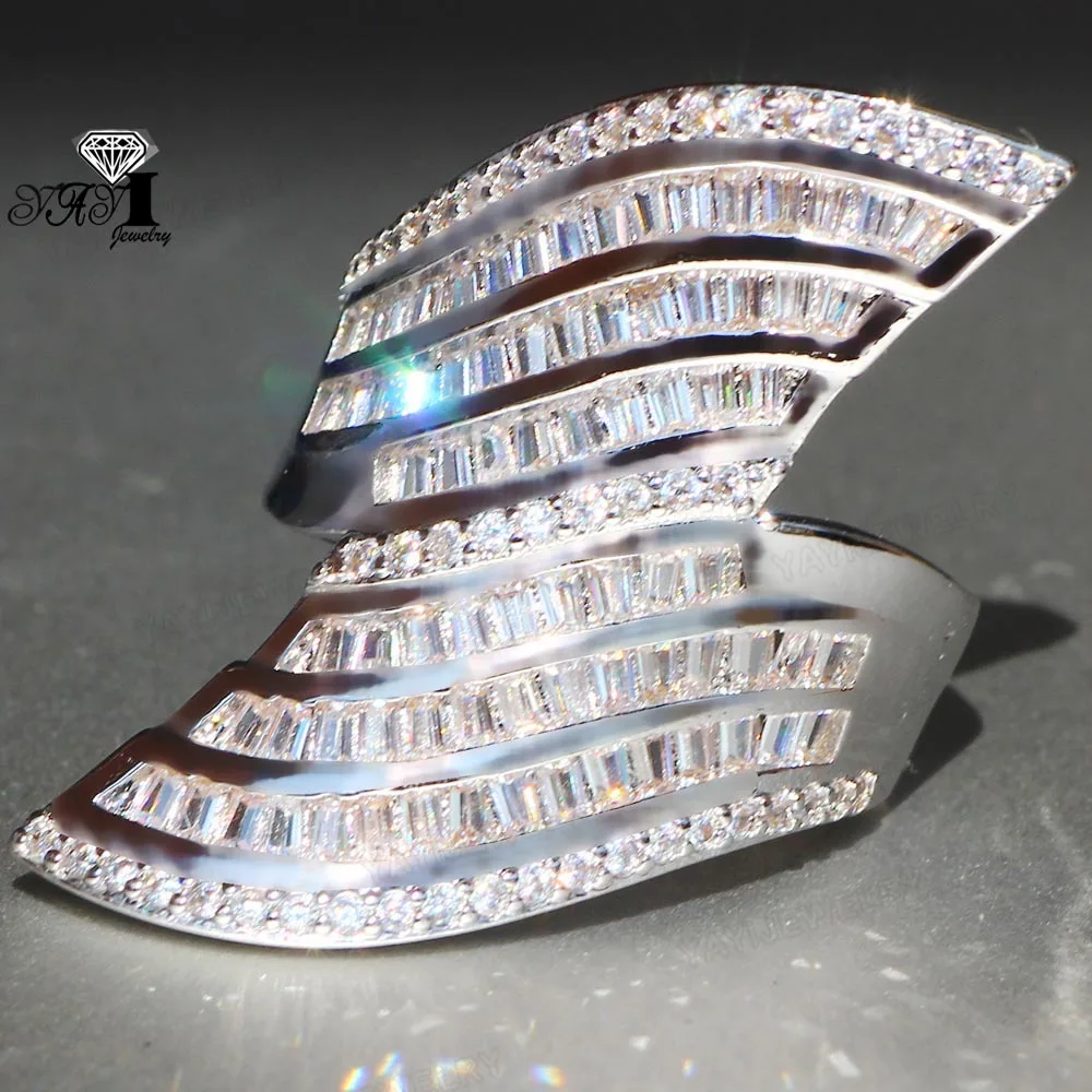 YaYI Jewelry Princess Cut 7.6 CT White Zircon Silver Color Engagement Rings wedding Heart Girls Party Gifts 869 | Украшения и