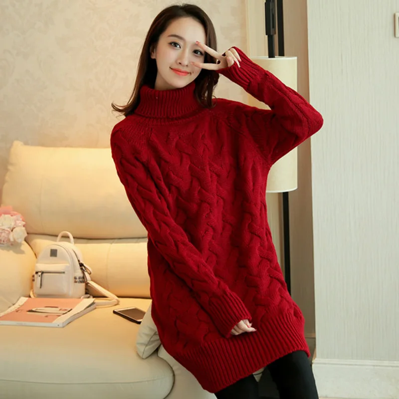 Winter Women Turtleneck Soft Sweater Female Casual Loose Long Sleeve Warm Womens Pullover Cable Knitted | Женская одежда