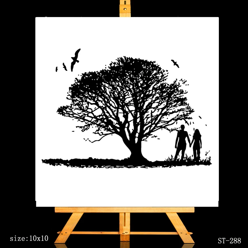 AZSG Lush Tree Bird Lovers прозрачные штампы для скрапбукинга/изготовления карт/альбома